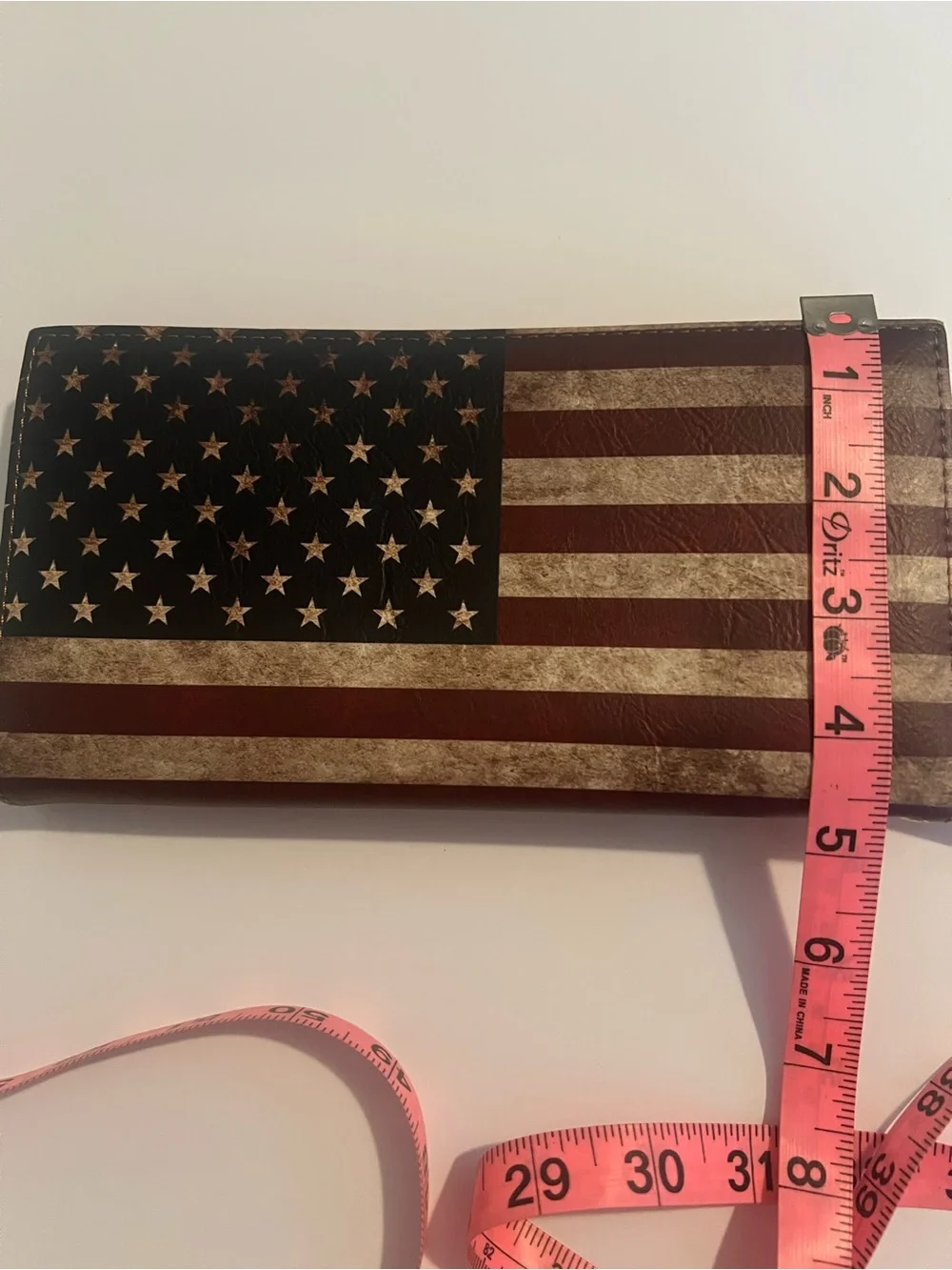 American Flag Wallet 4th of July Stars Stripes Rustic Red White Blue Zip Around